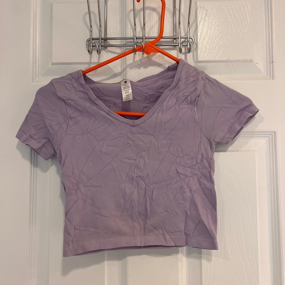 Yogalicious‎ Girls Rib Seamless Eclipse V-Neck Tee Lavender Purple Size M 10